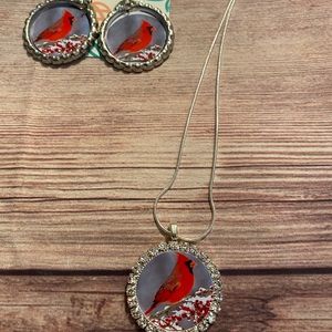 Red cardinal jewelry set